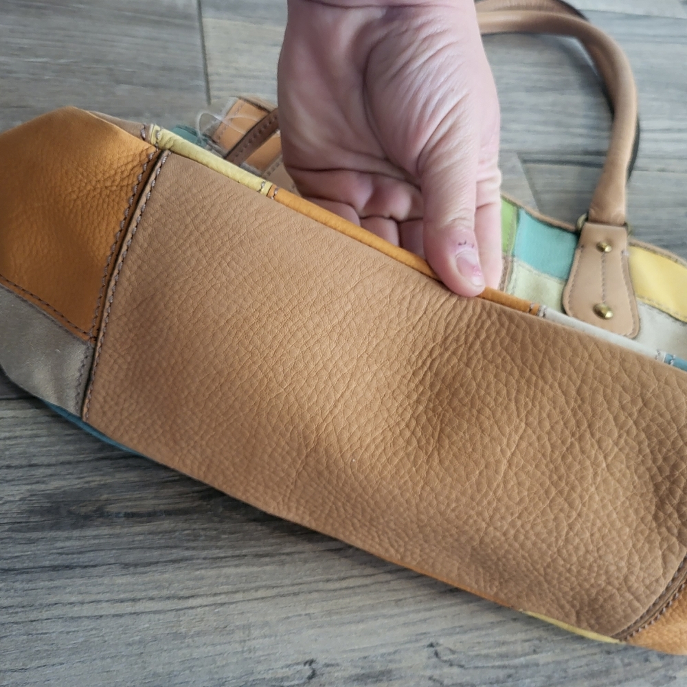 Fossil Camel Suede & Leather/ Multi Color Patchwo… - image 5